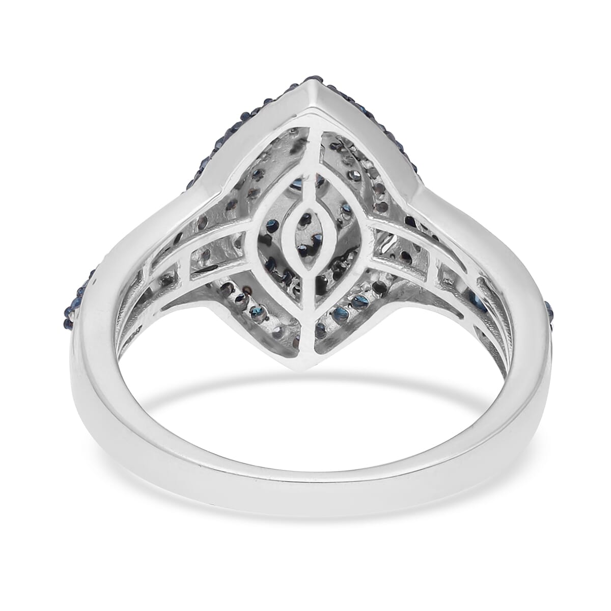 Blue Diamond 1.00 ctw Ring in Platinum Over Sterling Silver (Size 6.0)  image number 4