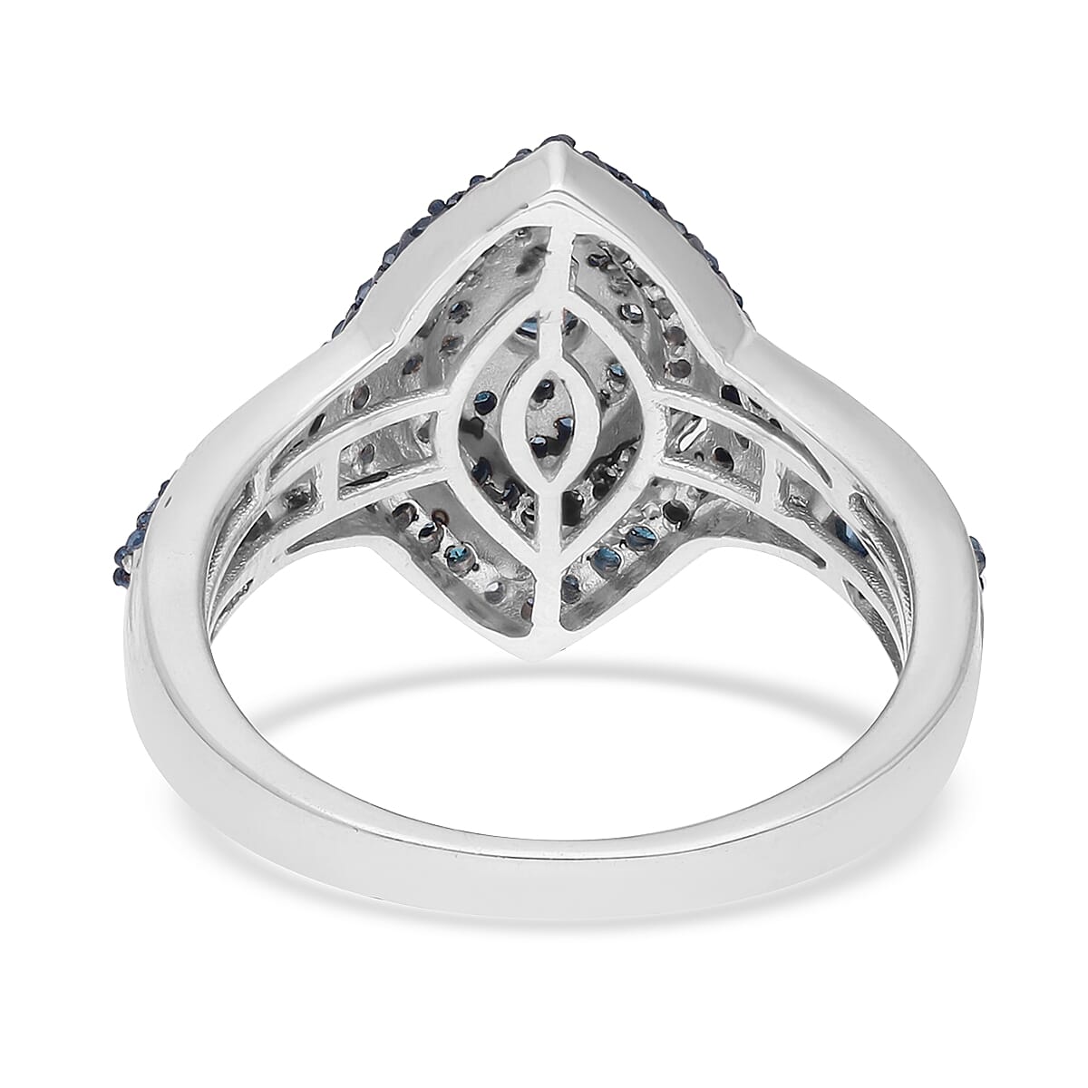 Blue Diamond 1.00 ctw Ring in Platinum Over Sterling Silver (Size 7.0) 