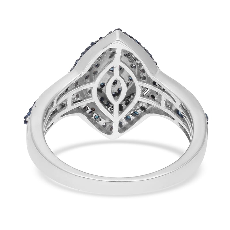 Blue Diamond 1.00 ctw Ring in Platinum Over Sterling Silver (Size 7.0) 