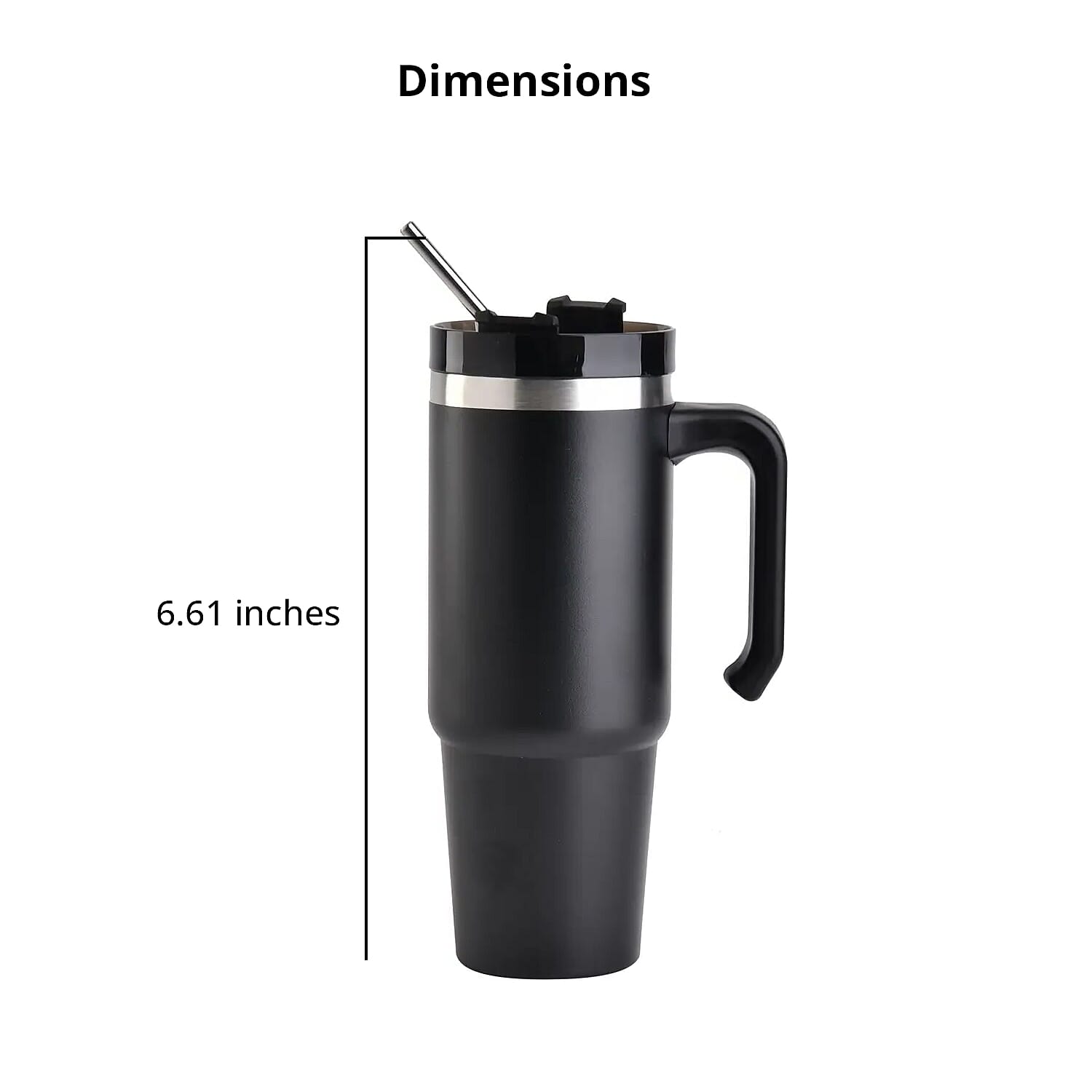 30oz Stainless Steel Cup with Straw - Black, Double Walled Leak Proof Reusable Quencher Tumbler For Travel