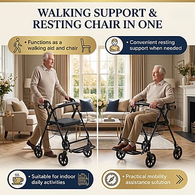 Livmore Black Multifunctional Walking Chair (8 kg)
