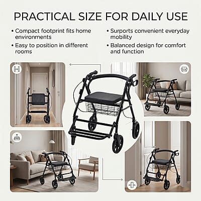 Livmore Black Multifunctional Walking Chair (8 kg)