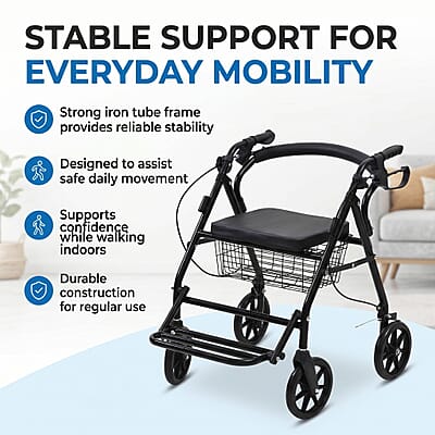 Livmore Black Multifunctional Walking Chair (8 kg)