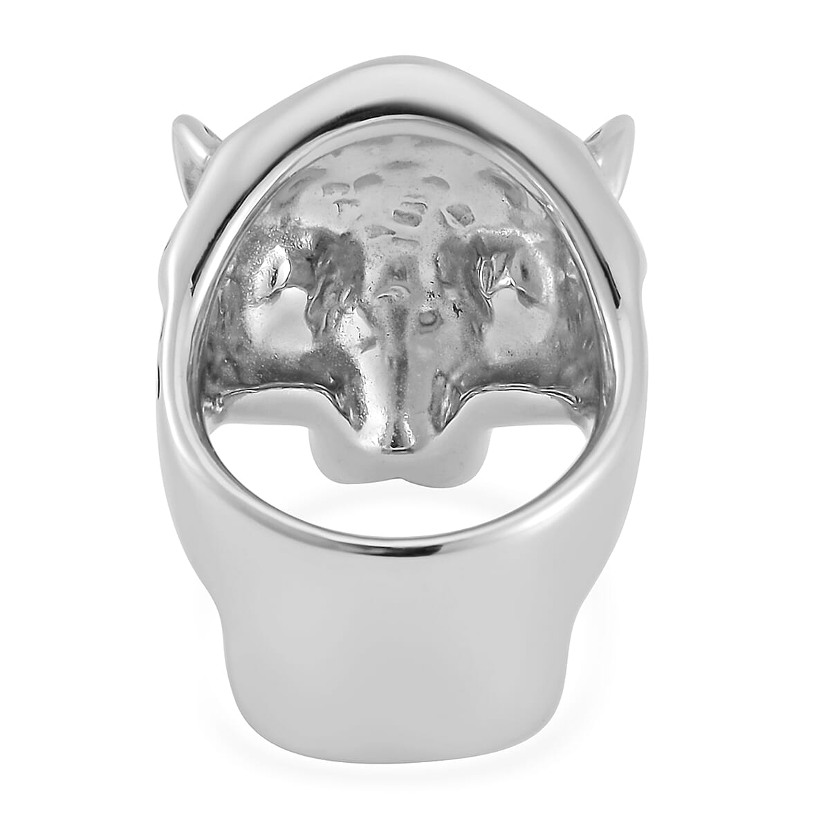 Leopard Head Men's Ring in Black Oxidized Stainless Steel (Size 11.0) image number 4