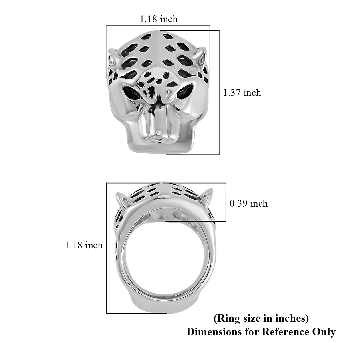 Leopard Head Men's Ring in Black Oxidized Stainless Steel (Size 12.0) image number 5
