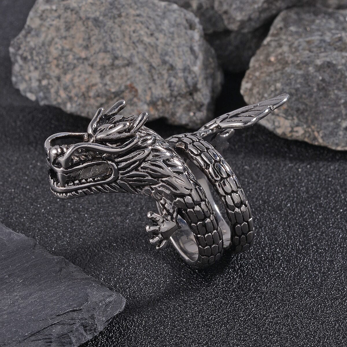 Dragon Men's Ring in Stainless Steel (Size 11.0) image number 1