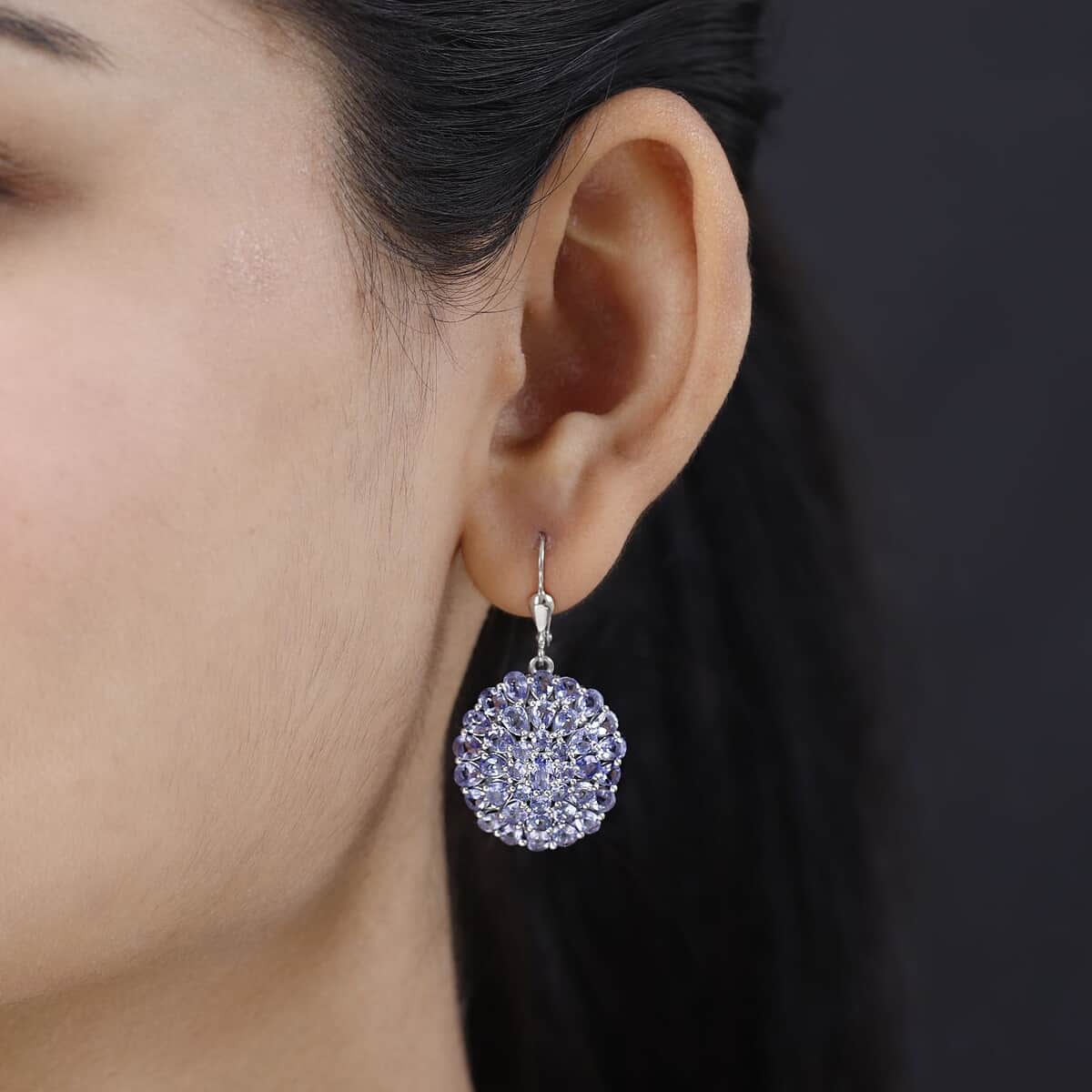 Buy Tanzanite Floral Spray Earrings in Vermeil Yellow Gold Over ...