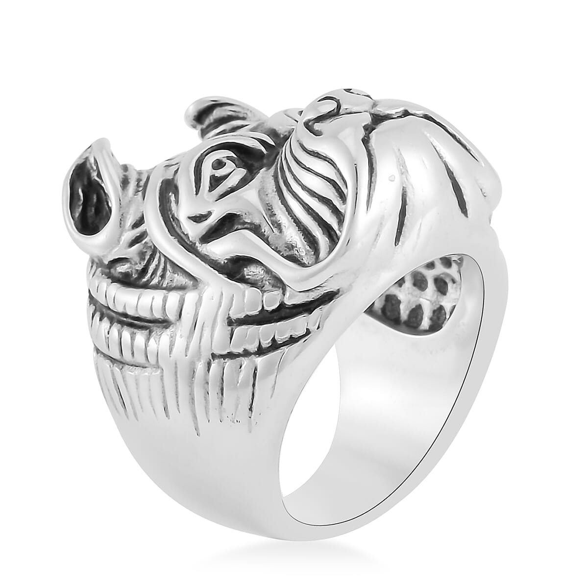 Bulldog Head Men's Ring in Stainless Steel (Size 11.0) image number 3