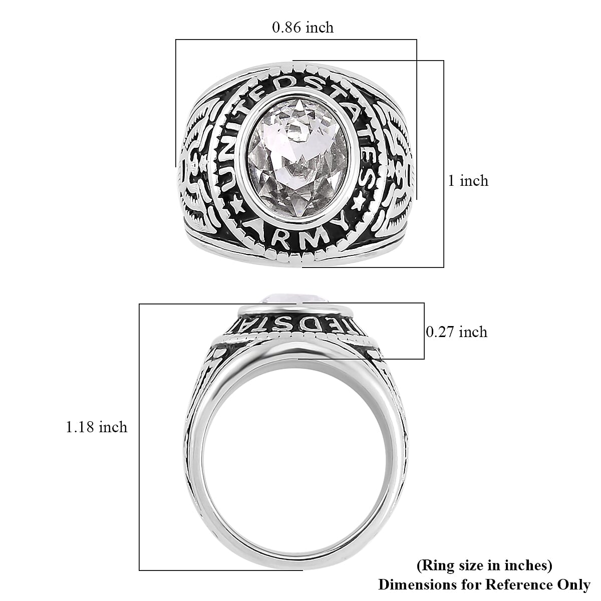 White Glass Men's Ring in Stainless Steel (Size 11.0) image number 5