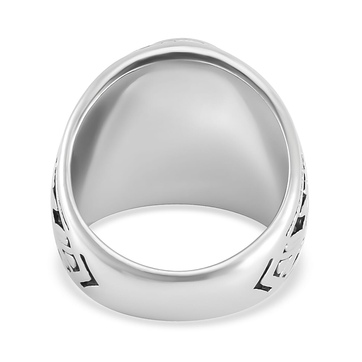 White Glass Men's Ring in Stainless Steel (Size 12.0) image number 4