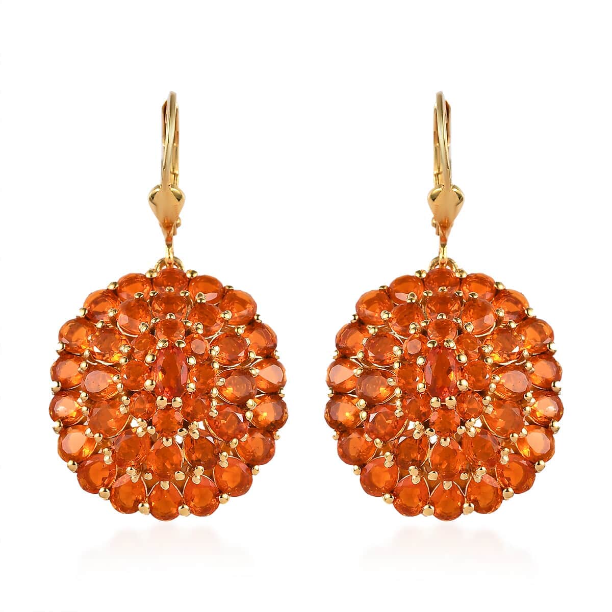 Mexican Fire Opal Floral Earrings in Vermeil Yellow Gold Over Sterling Silver 7.25 ctw image number 0