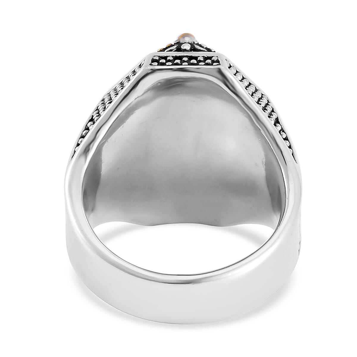 Yellow Tigers Eye 4.00 ctw Men's Ring in ION Plated YG and Stainless Steel (Size 13.0) image number 4