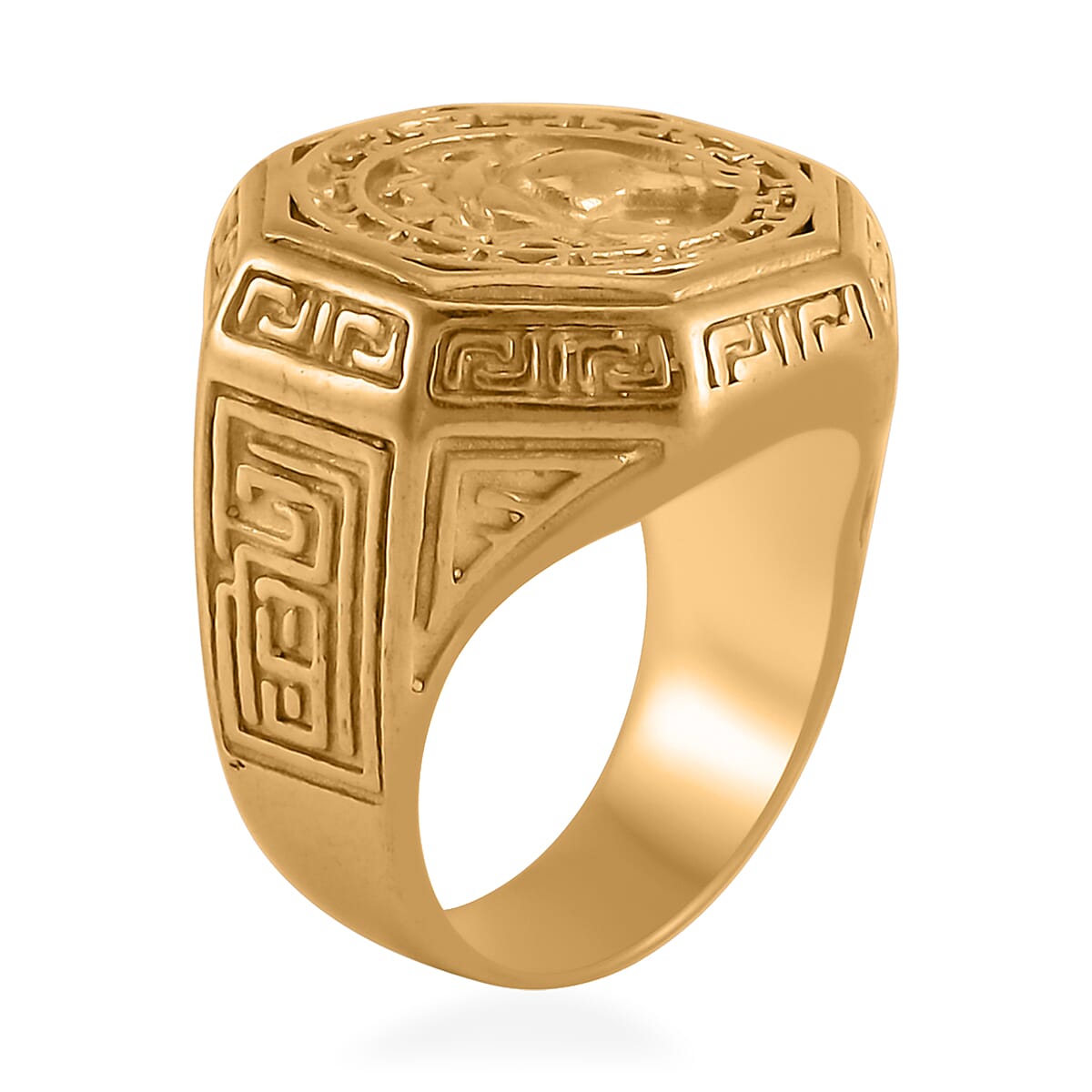 Horse Head Men's Ring in ION Plated YG Stainless Steel (Size 13.0) image number 3