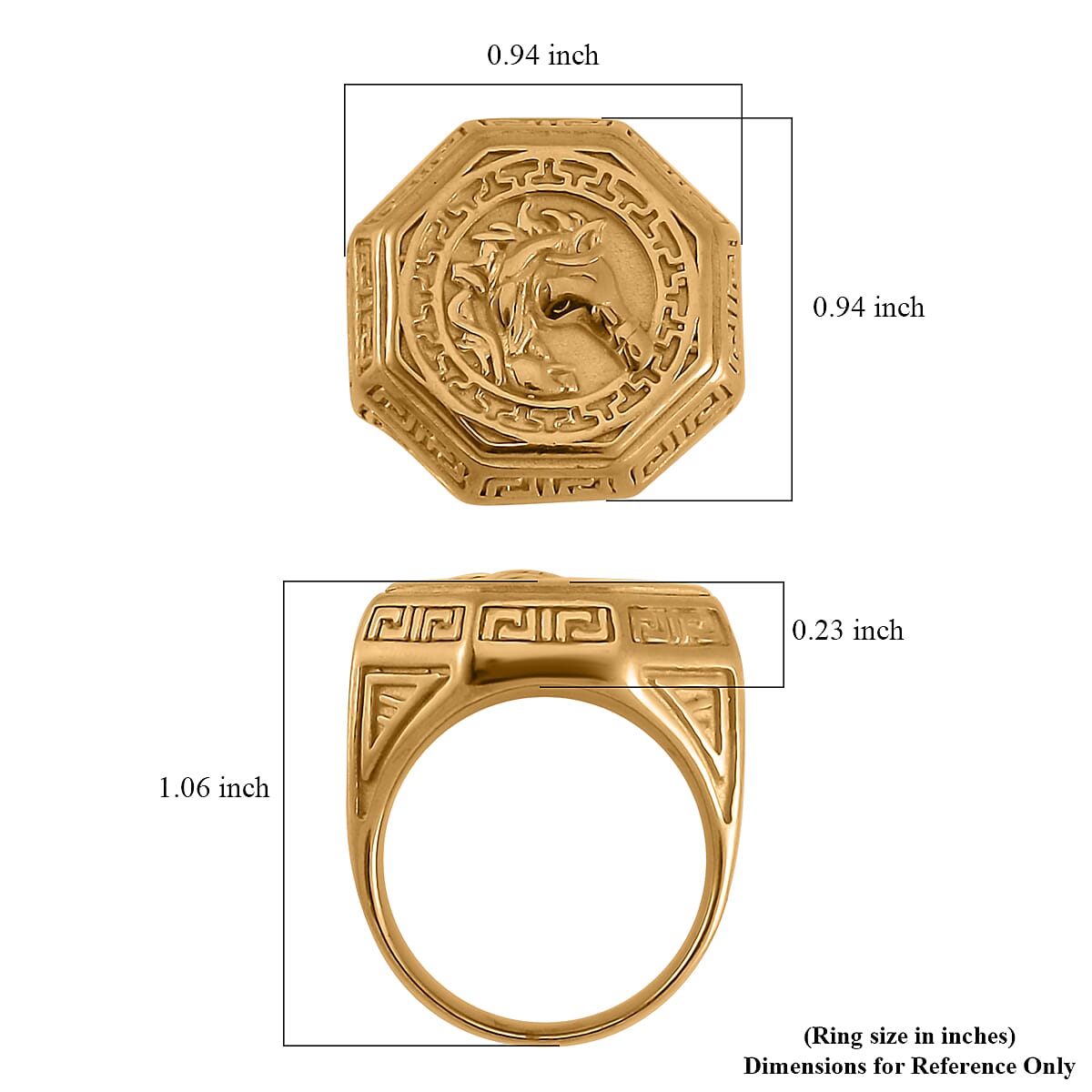 Horse Head Men's Ring in ION Plated YG Stainless Steel (Size 13.0) image number 5