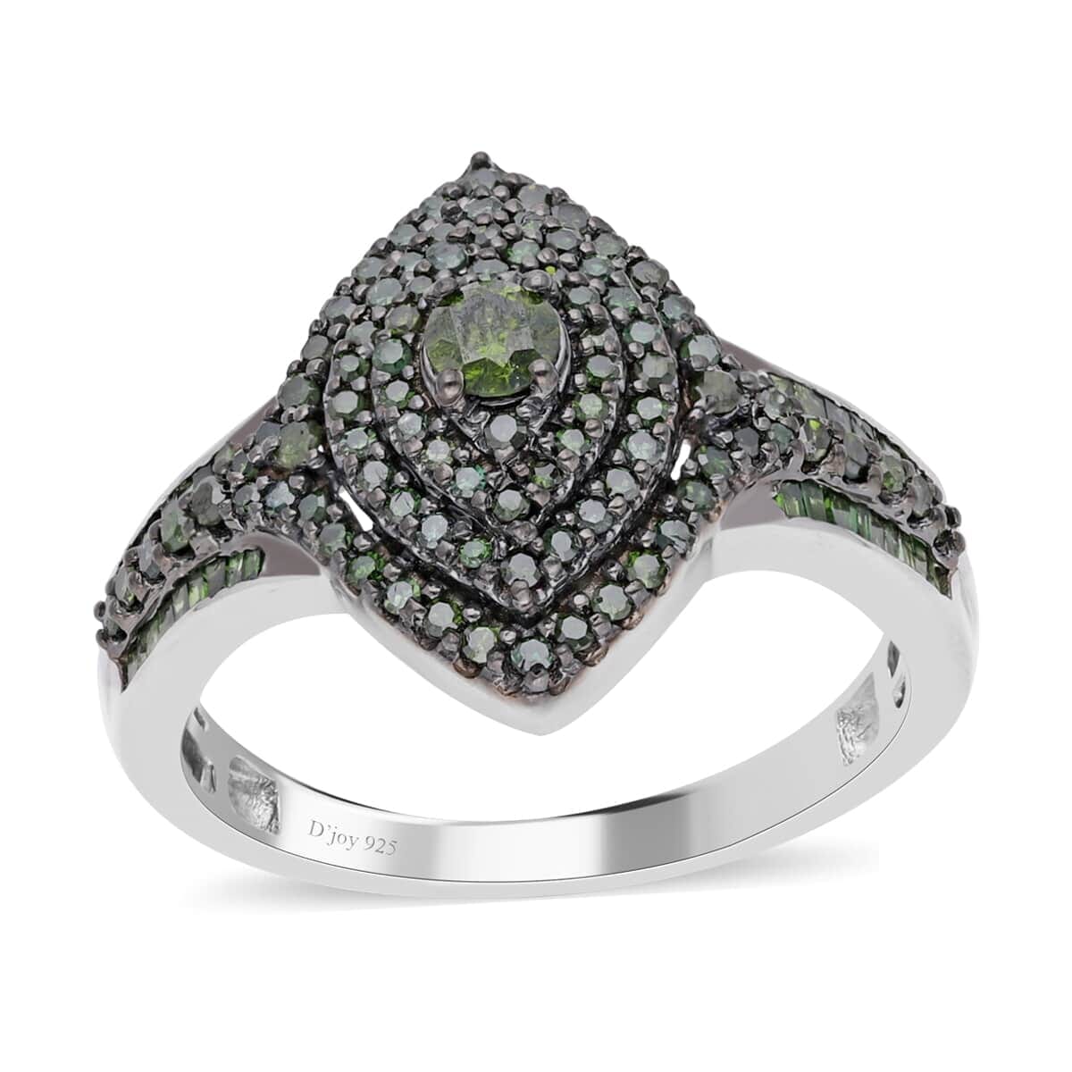 Green Diamond 1.00 ctw Ring in Platinum Over Sterling Silver (Size 7.0)  image number 0