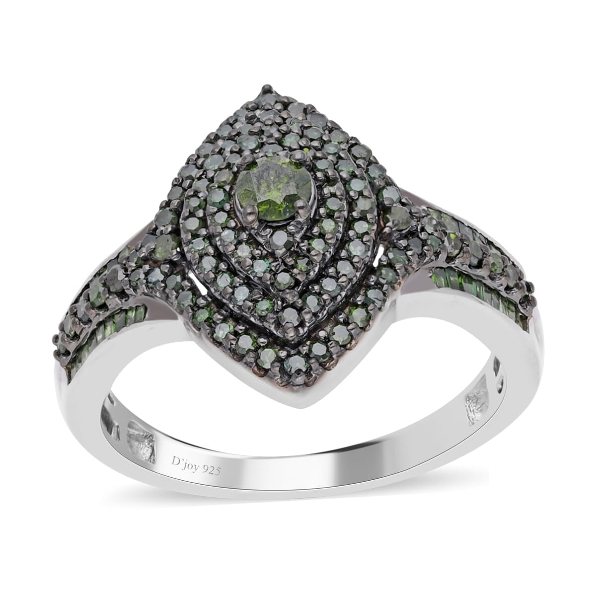 Green Diamond 1.00 ctw Ring in Platinum Over Sterling Silver (Size 9.0)  image number 0