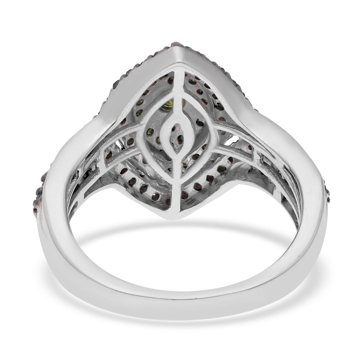 Green Diamond 1.00 ctw Ring in Platinum Over Sterling Silver (Size 9.0)  image number 4