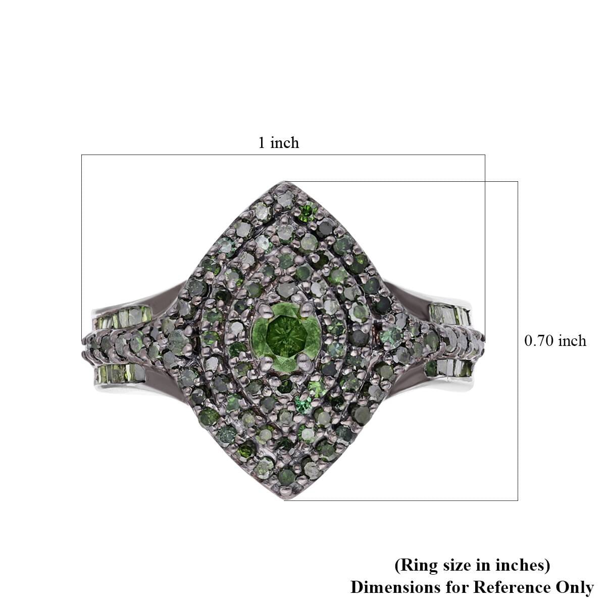 Green Diamond 1.00 ctw Ring in Platinum Over Sterling Silver (Size 9.0)  image number 5
