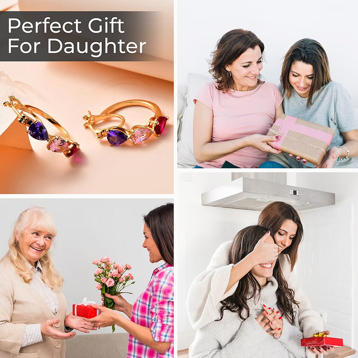 D'Joy Simulated Multi Diamond Hoop 5.75 ctw Earrings in Vermeil Yellow Gold Over Sterling Silver image number 3