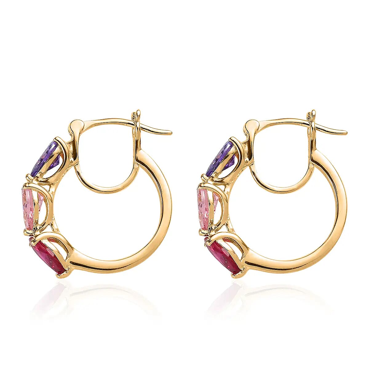 D'Joy Simulated Multi Diamond Hoop 5.75 ctw Earrings in Vermeil Yellow Gold Over Sterling Silver image number 4