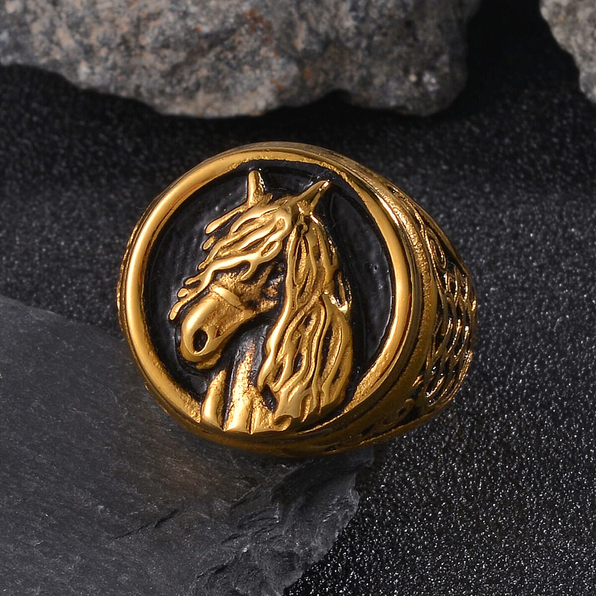 Men's Ring in Black Oxidized and ION Plated YG Stainless Steel (Size 11.0) image number 1