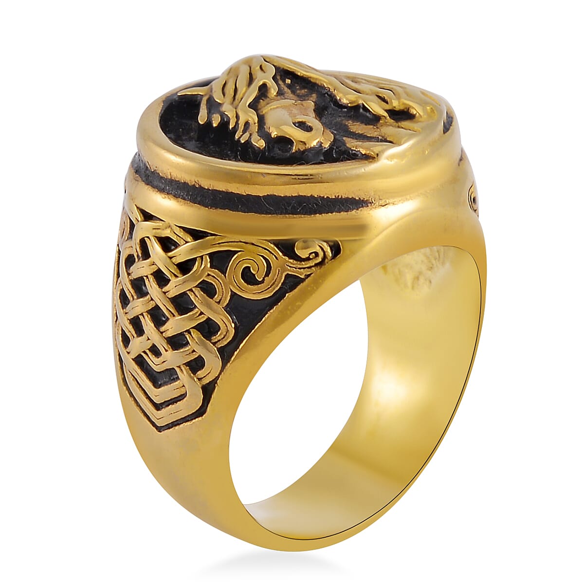 Men's Ring in Black Oxidized and ION Plated YG Stainless Steel (Size 11.0) image number 3