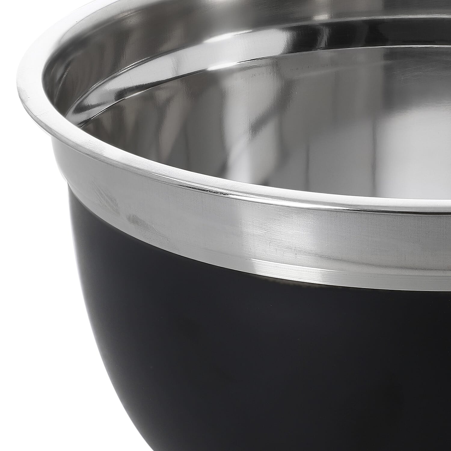 Set of 3 Black Stainless Steel German Bowl with Inside lid