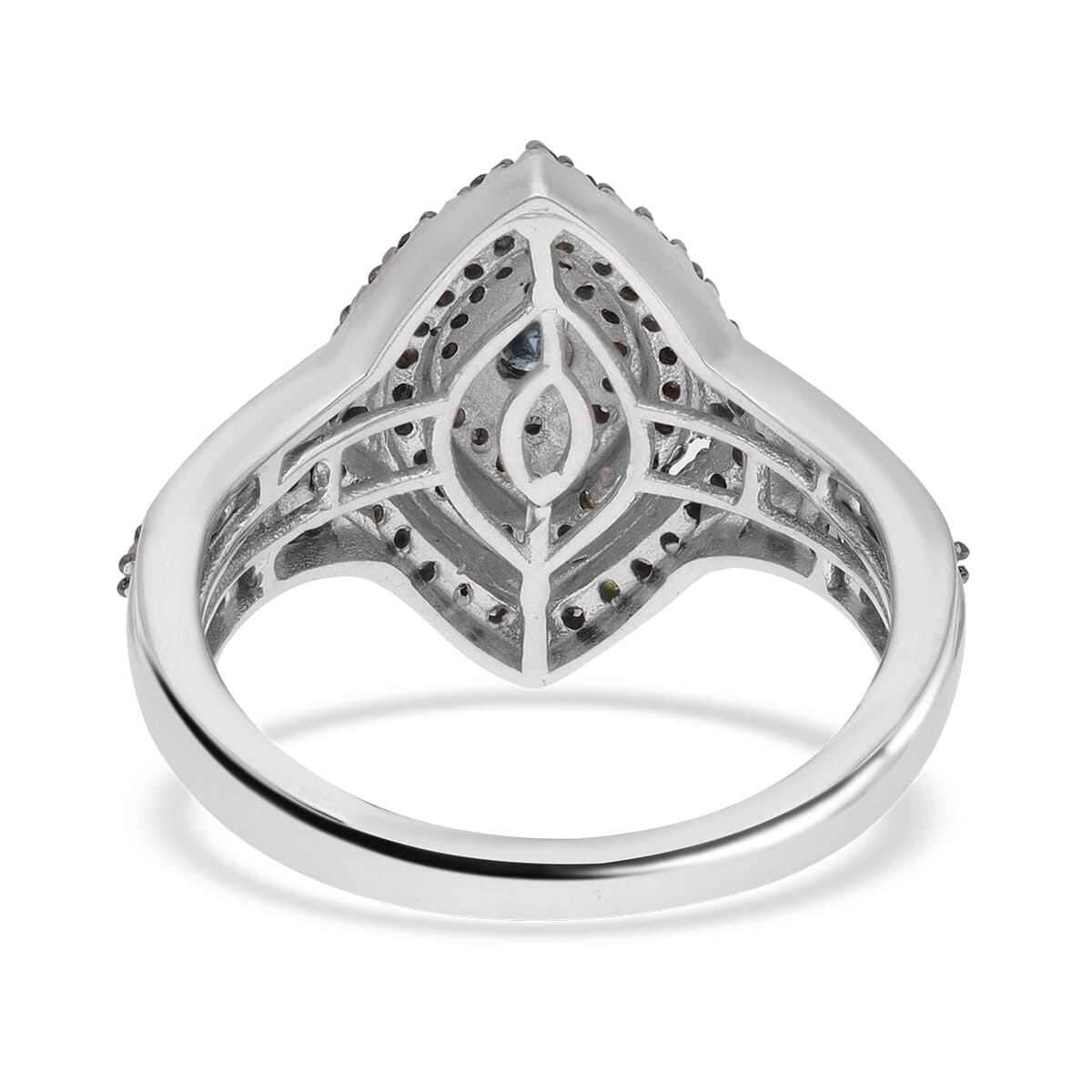 Multi Diamond 1.00 ctw Ring in Platinum Over Sterling Silver (Size 8.0)  image number 4