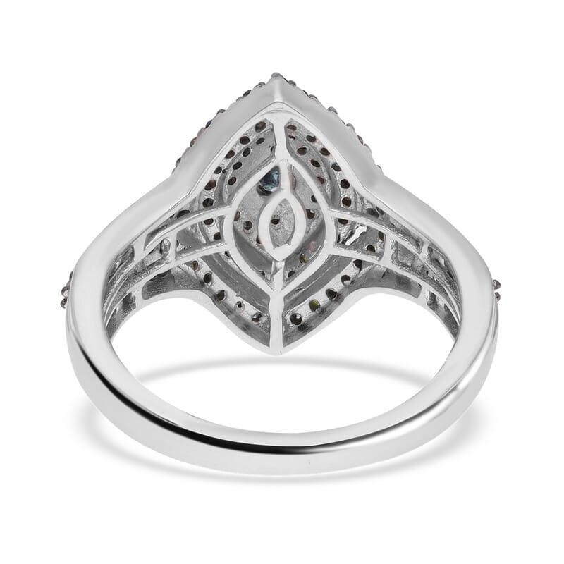 D'Joy Multi Diamond 1.00 ctw Ring in Platinum Over Sterling Silver (Size 8.0) 