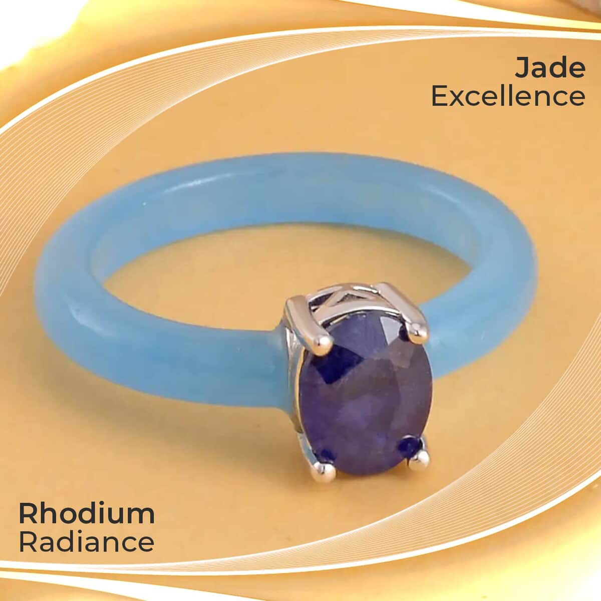 Blue Jade (D) and Masoala Sapphire (FF) Ring in Rhodium Over Sterling Silver 9.70 ctw image number 1