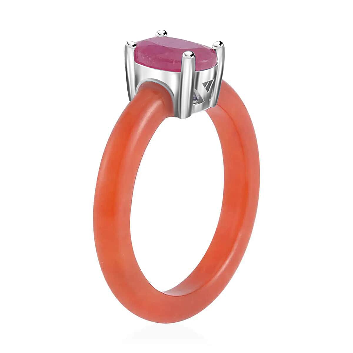 Buy Niassa Ruby (FF) Solitaire Ring, Red Jade (D) Band Ring