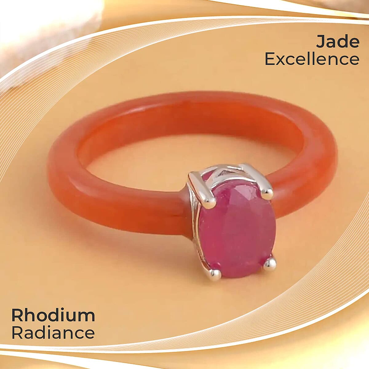 Niassa Ruby (FF) Solitaire Ring, Red Jade (D) Band Ring, Rhodium Over Sterling Silver Ring, Red Ring 9.25 ctw image number 1