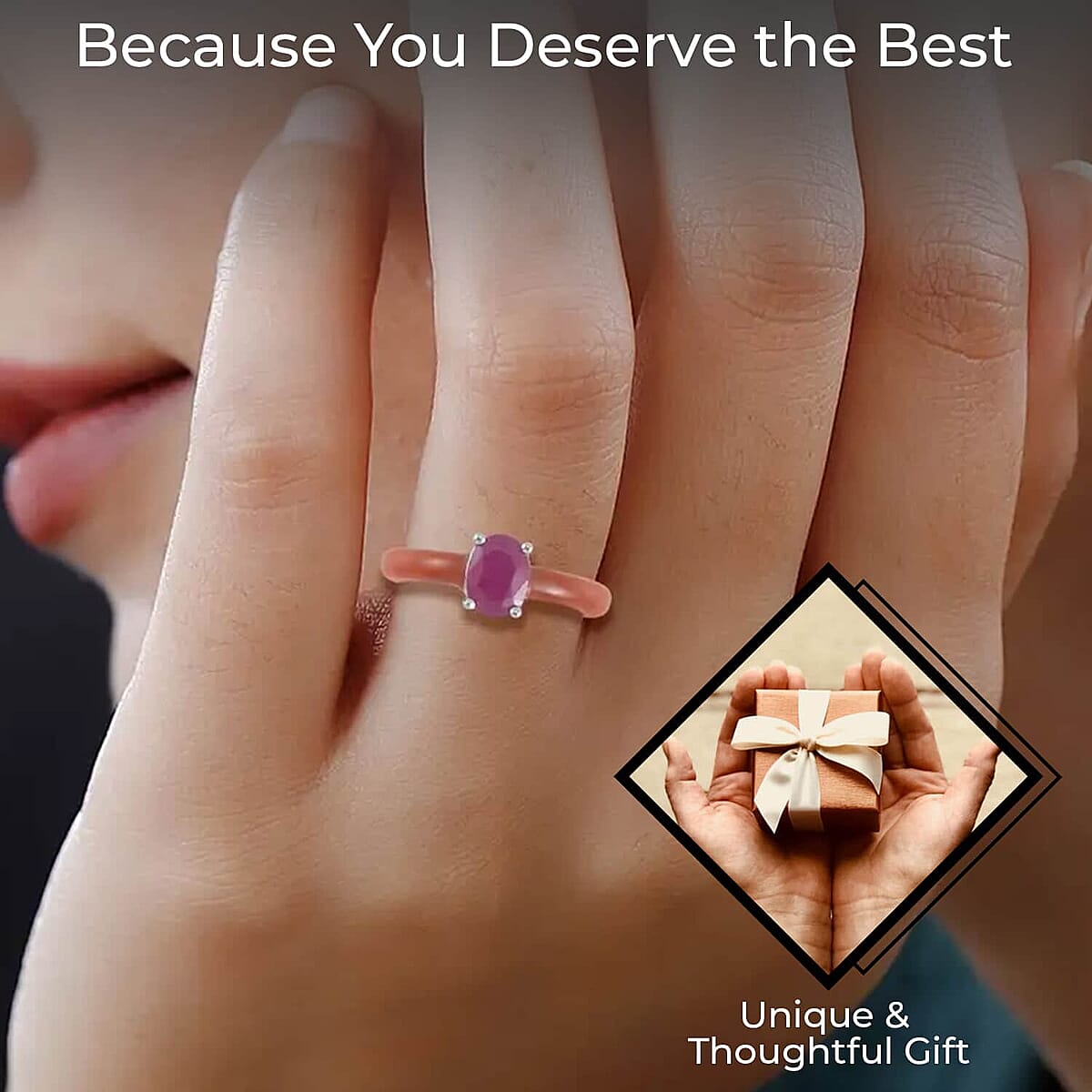 Niassa Ruby (FF) Solitaire Ring, Red Jade (D) Band Ring, Rhodium Over Sterling Silver Ring, Red Ring 9.25 ctw image number 2