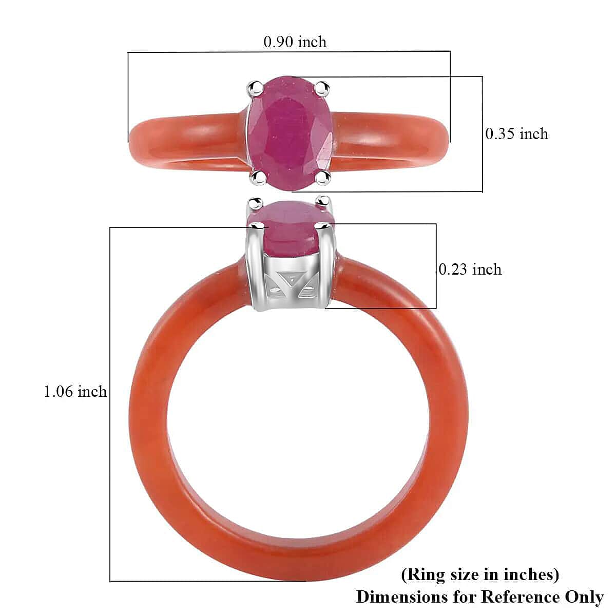 Niassa Ruby (FF) Solitaire Ring, Red Jade (D) Band Ring, Rhodium Over Sterling Silver Ring, Red Ring 9.25 ctw image number 6