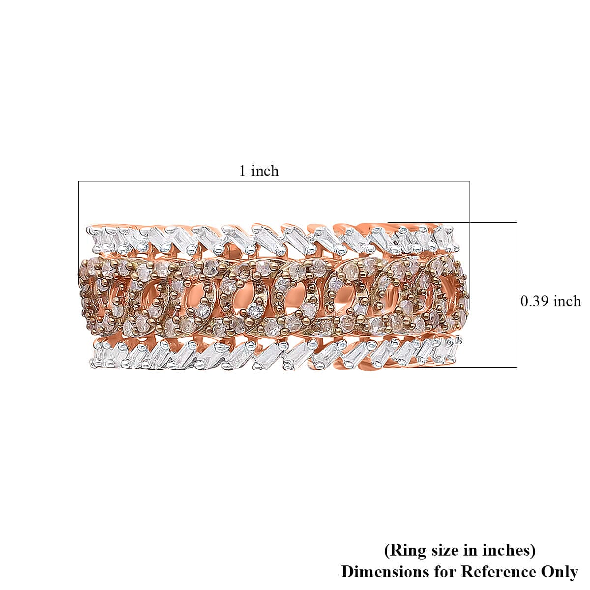 Natural Champagne Diamond Ring,  White Diamond Accent Ring, Vermeil Rose Gold Over Sterling Silver Ring, Diamond Band Ring, Diamond Jewelry 0.50 ctw image number 5