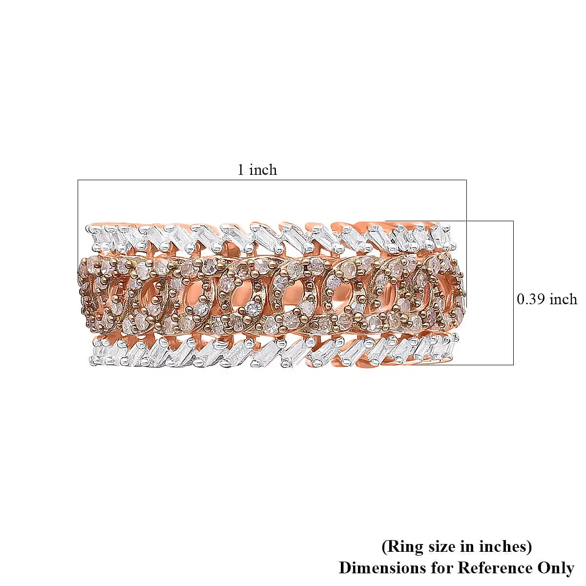 Natural Champagne Diamond Ring,  White Diamond Accent Ring, Vermeil Rose Gold Over Sterling Silver Ring, Diamond Band Ring, Diamond Jewelry 0.50 ctw image number 6