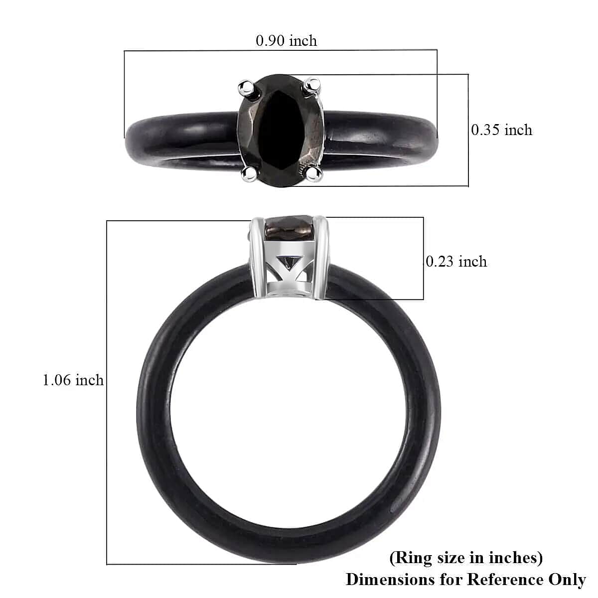 Elite Shungite Solitaire Ring, Black Jade (D) Band Ring, Rhodium Over Sterling Silver Ring, Black Ring 7.90 ctw image number 6