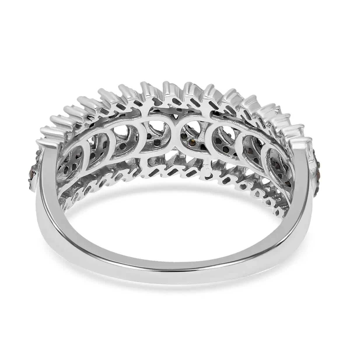 Multi Diamond Ring, Platinum Over Sterling Silver Ring, Fancy Diamond Band Ring, Diamond Jewelry 0.50 ctw image number 5