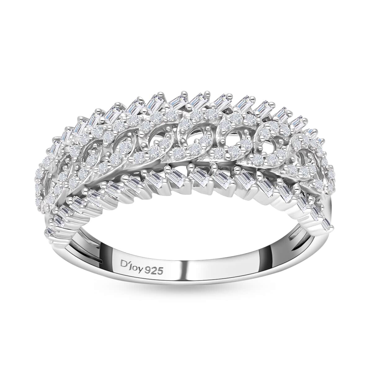 White Diamond Ring, Platinum Over Sterling Silver Ring, Diamond Band Ring, Diamond Jewelry 0.50 ctw (Size 10.0) image number 0