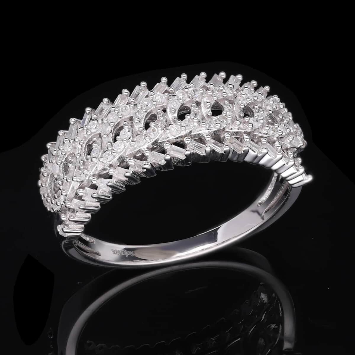 White Diamond Ring, Platinum Over Sterling Silver Ring, Diamond Band Ring, Diamond Jewelry 0.50 ctw (Size 10.0) image number 1