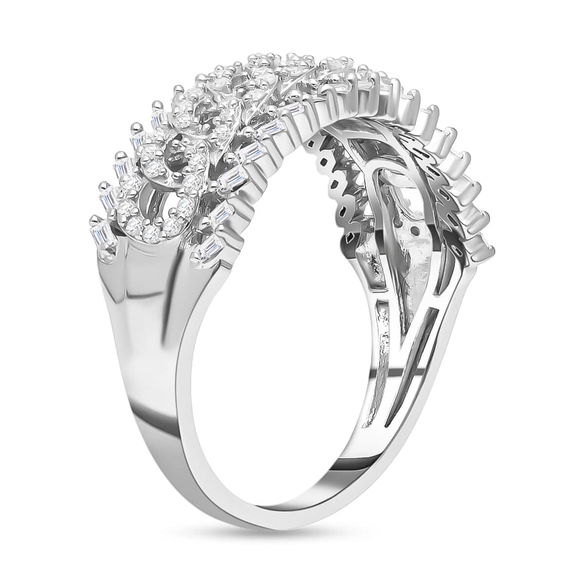 White Diamond Ring, Platinum Over Sterling Silver Ring, Diamond Band Ring, Diamond Jewelry 0.50 ctw (Size 10.0) image number 3