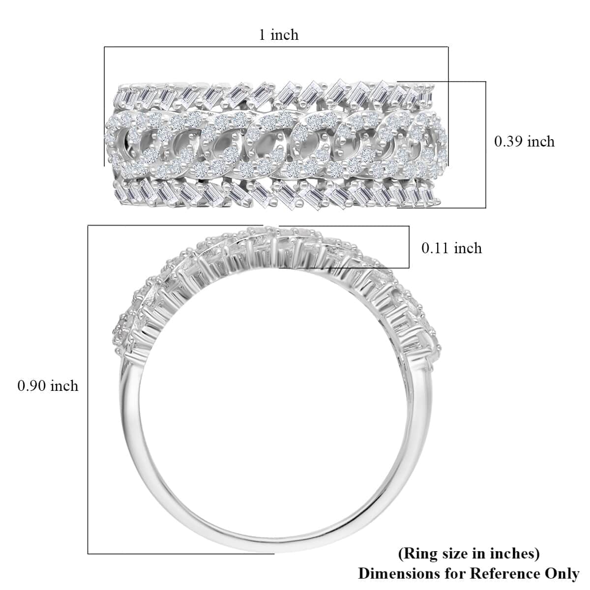 White Diamond Ring, Platinum Over Sterling Silver Ring, Diamond Band Ring, Diamond Jewelry 0.50 ctw (Size 10.0) image number 5