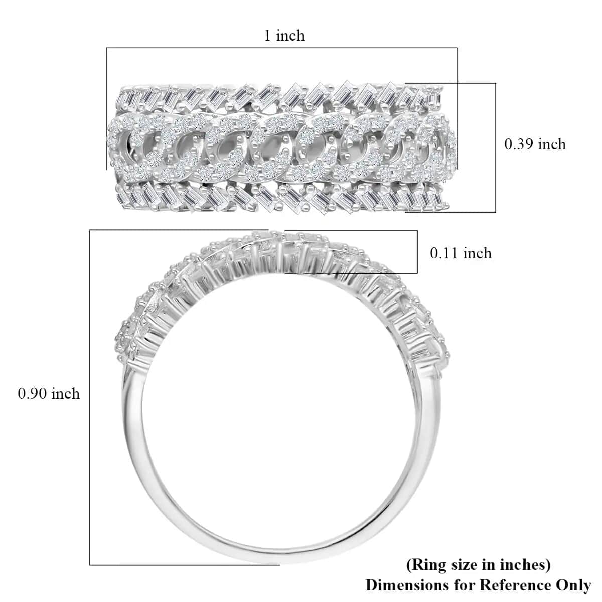 White Diamond Ring, Platinum Over Sterling Silver Ring, Diamond Band Ring, Diamond Jewelry 0.50 ctw (Size 10.0) image number 6