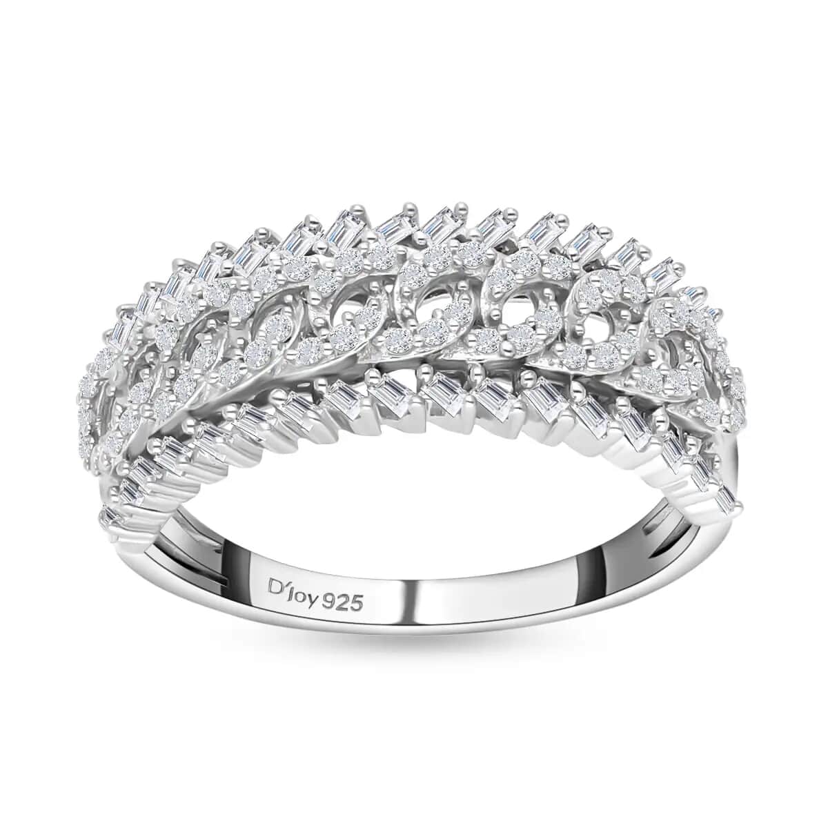White Diamond Ring, Platinum Over Sterling Silver Ring, Diamond Band Ring, Diamond Jewelry 0.50 ctw image number 0