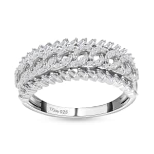 White Diamond Ring, Platinum Over Sterling Silver Ring, Diamond Band Ring, Diamond Jewelry 0.50 ctw (Size 9.0)