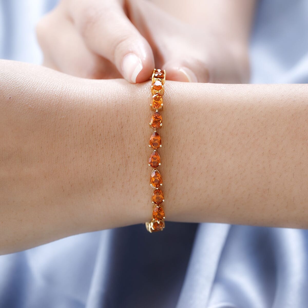 Santa Ana Madeira Citrine Tennis Bracelet in Vermeil Yellow Gold Over Sterling Silver (7.25 In) 9.35 ctw image number 2