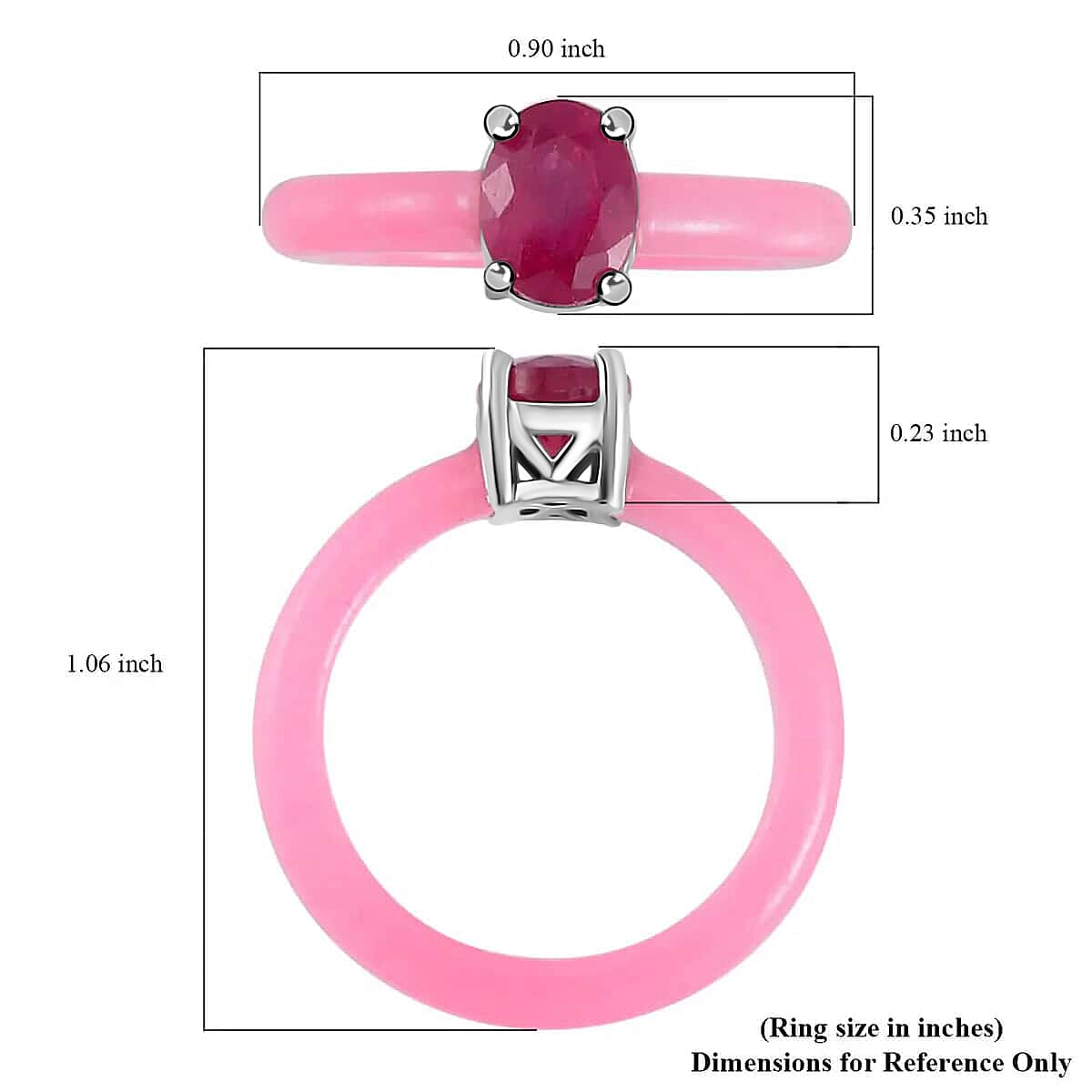 Ilakaka Hot Pink Sapphire (FF) Solitaire Ring, Pink Jade (D) Band Ring, Rhodium Over Sterling Silver Ring, Pink Ring 9.50 ctw image number 6