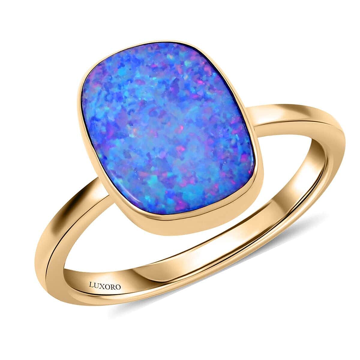 Luxoro 10K Yellow Gold AAA Boulder Opal Doublet Solitaire Ring (Size 6.0) 4.00 ctw image number 0