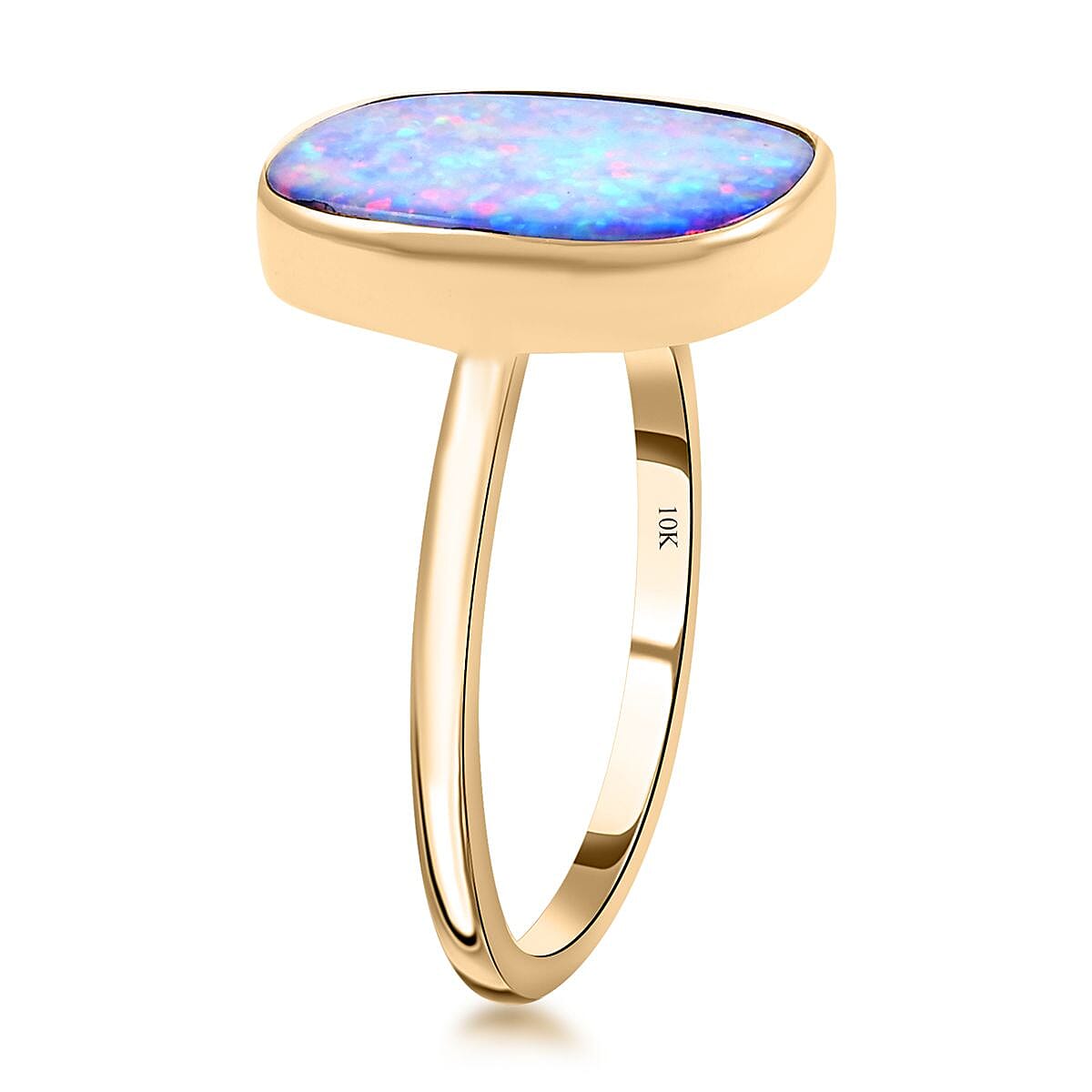 Luxoro 10K Yellow Gold AAA Boulder Opal Doublet Solitaire Ring (Size 6.0) 4.00 ctw image number 3