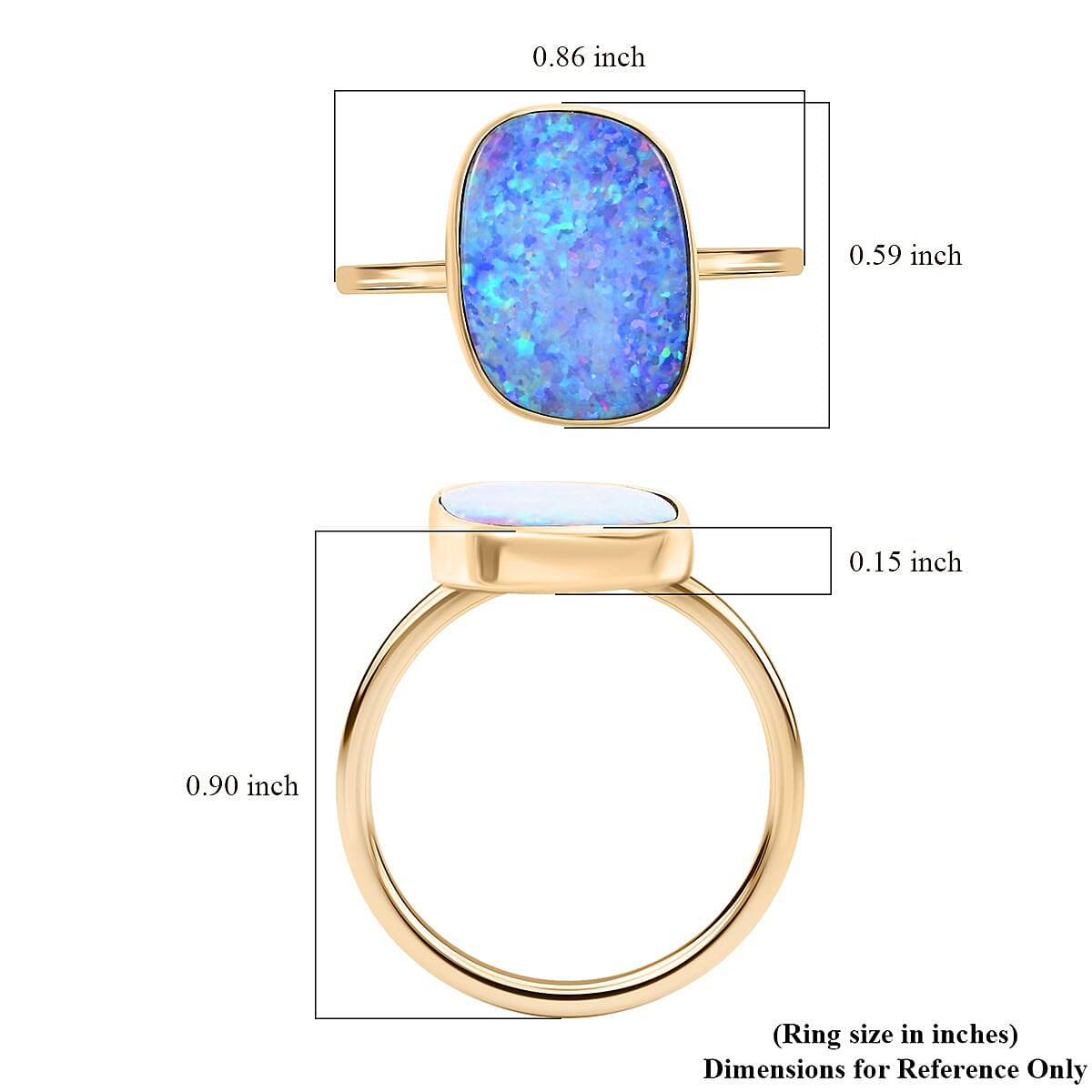 Luxoro 10K Yellow Gold AAA Boulder Opal Doublet Solitaire Ring (Size 6.0) 4.00 ctw image number 4